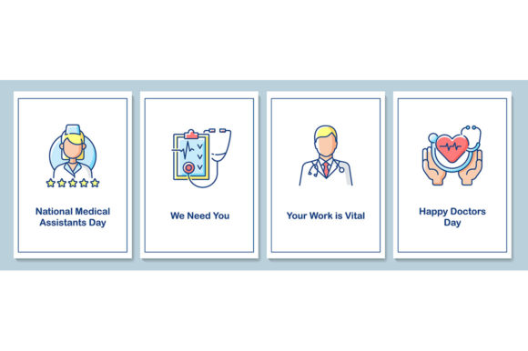 Celebrating National Medical Assistants Day with Creative Greeting Cards and Icon Sets