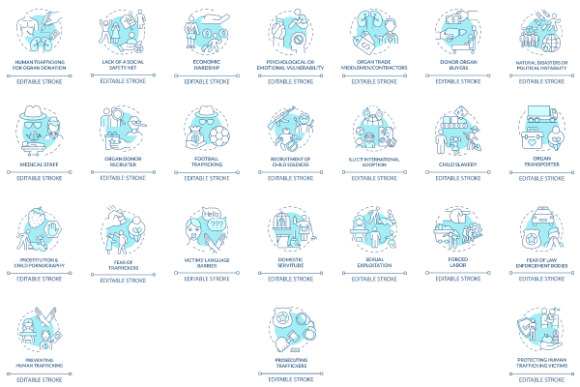 Explore the Human Trade Blue Concept Icons