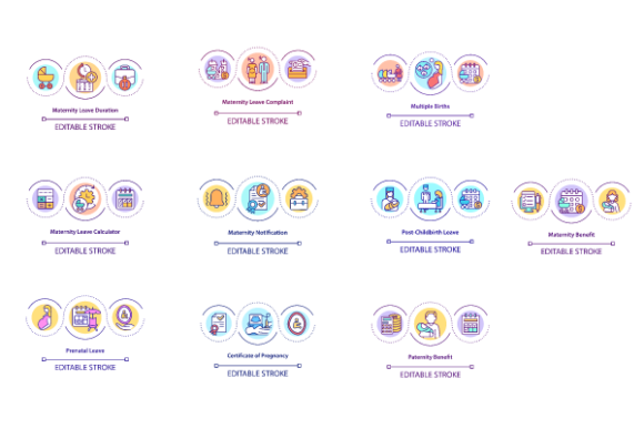 Maternity Leave Duration Icons Bundle: Strategic Visual Communication for HR and Policy Design