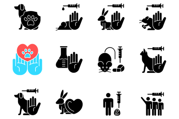 No Animal Testing Glyph Icons Bundle