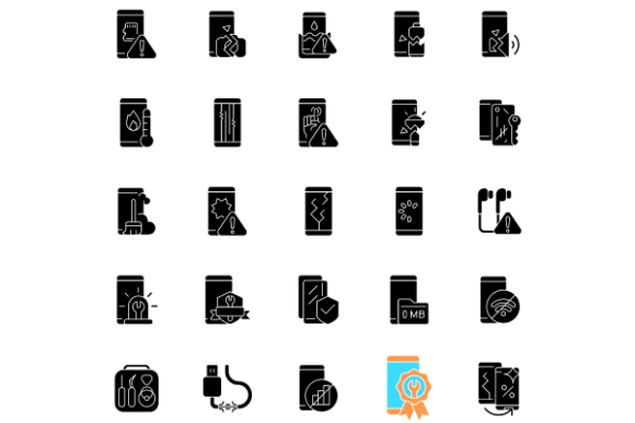 Smartphone Repair Glyph Icons for Designers
