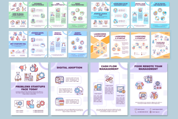 Startup Problems Brochures Bundle: Visual Solutions for Scaling and Launch Challenges